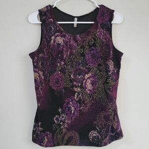 White Stag Y2K Top Women's Size M Purple Floral Dark Fairy Whimsigoth 90's